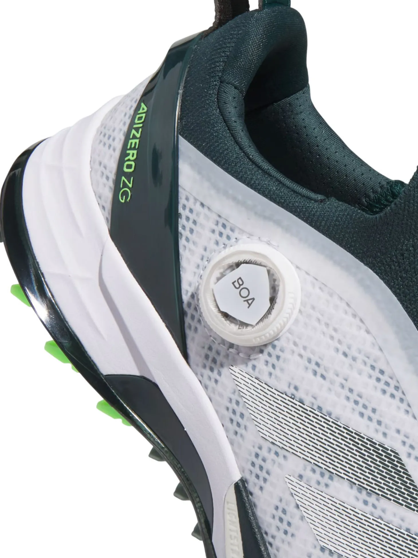 adidas Adizero ZG BOA Spikeless Golf Shoes - Ftwr White/Aurora Ivy/Lime Burst