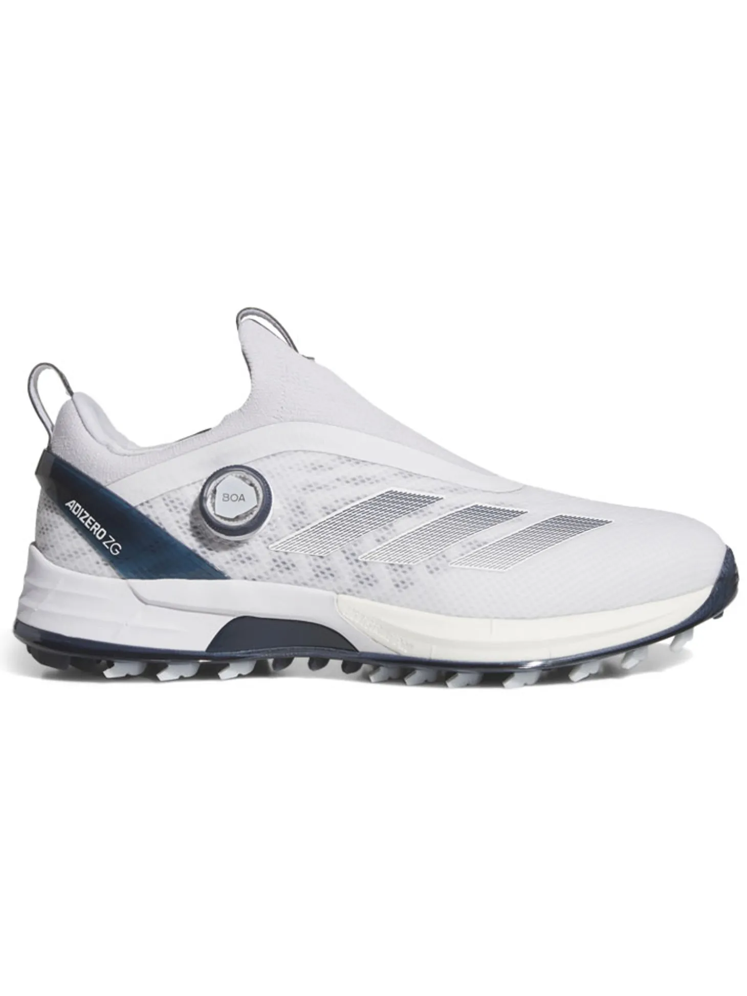 adidas Adizero ZG BOA Spikeless Golf Shoes - Ftwr White/Collegiate Navy/Grey