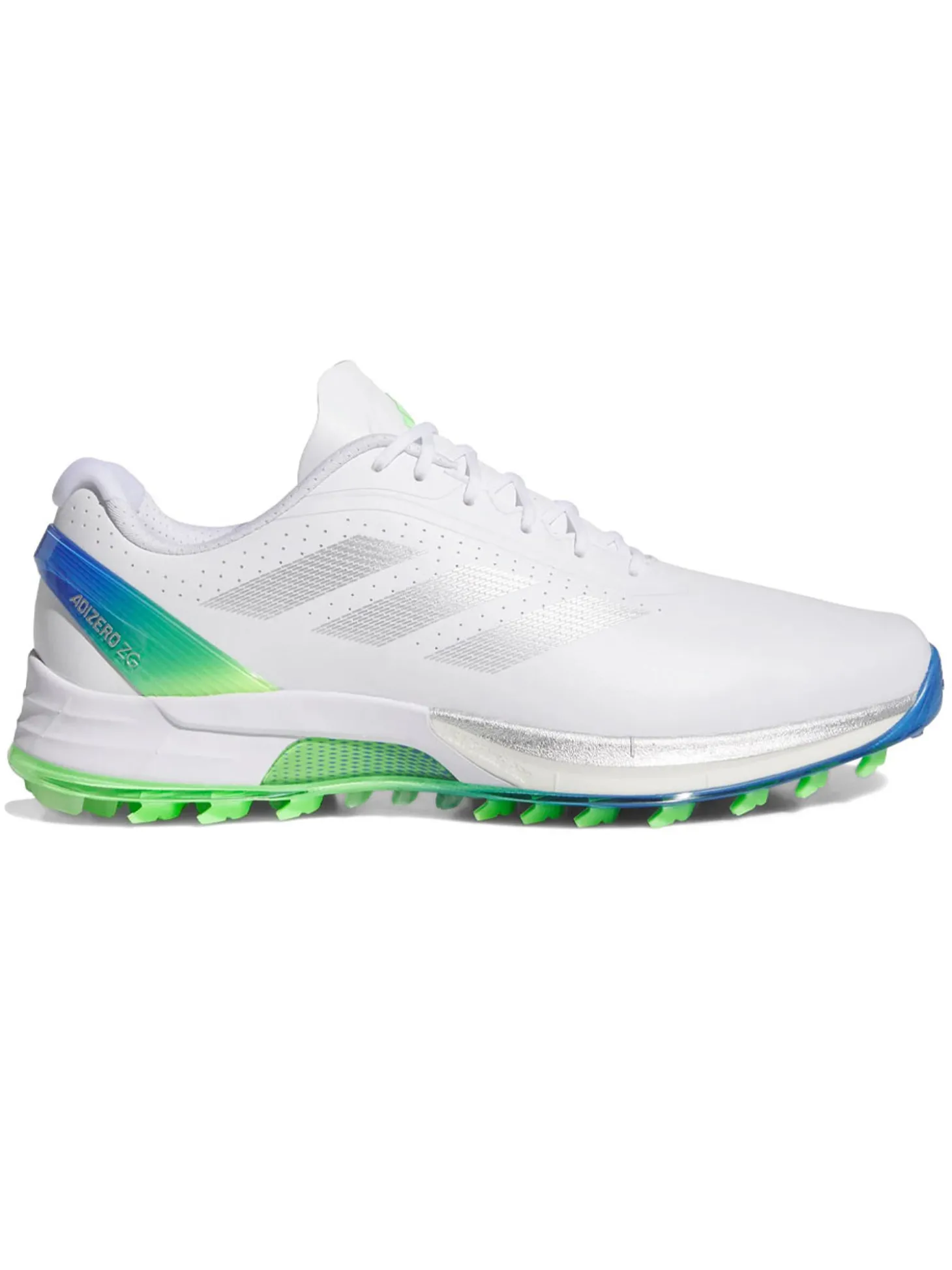 adidas Adizero ZG Spikeless Golf Shoes - Ftwr White/Silver Met/Lime Burst