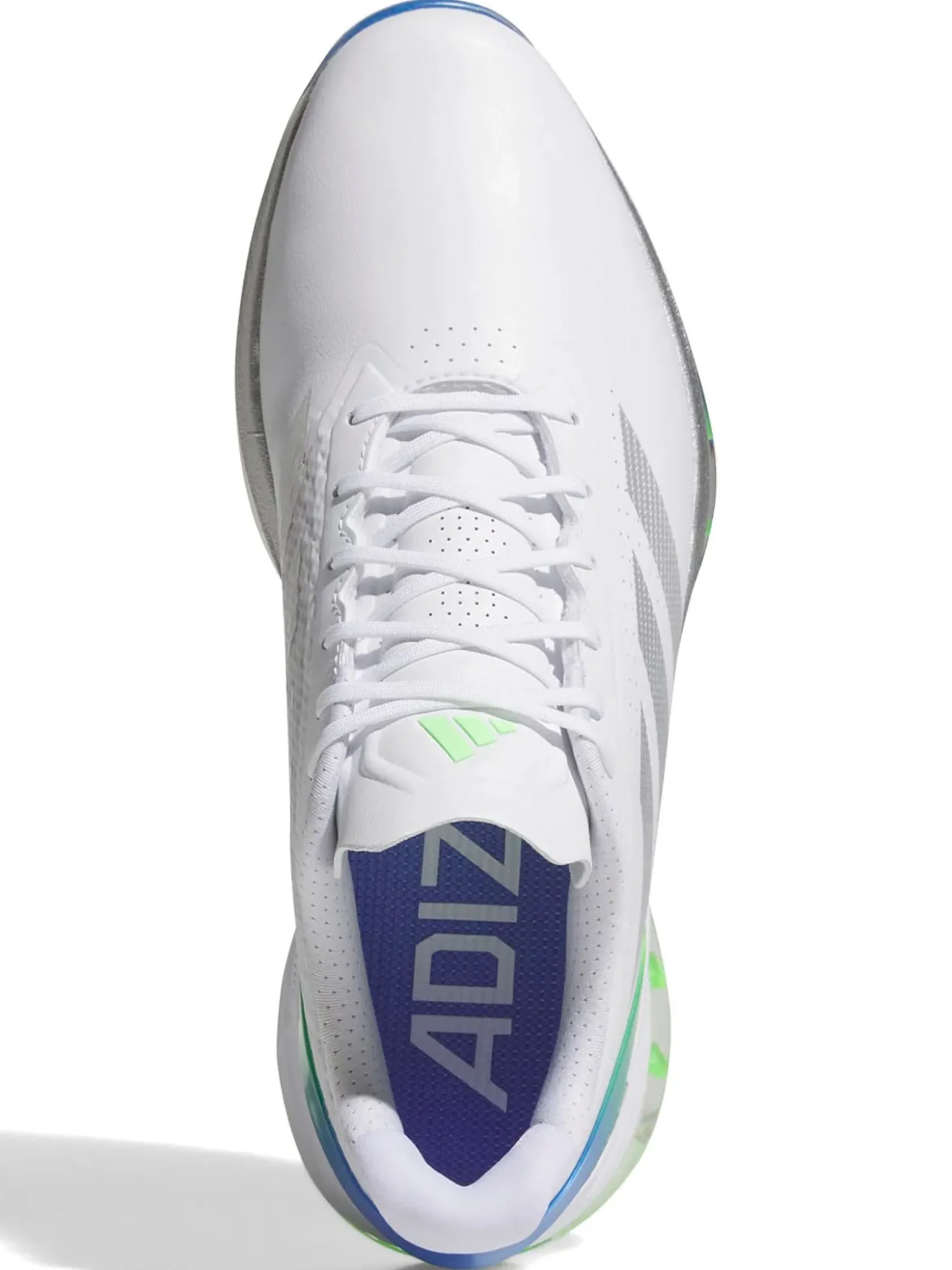 adidas Adizero ZG Spikeless Golf Shoes - Ftwr White/Silver Met/Lime Burst