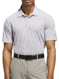 adidas Ultimate365 Textured Print Polo Shirt - Alumina/Putty Beige