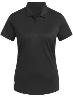 adidas Womens Solid Performance Short Sleeve Polo Shirt - Black