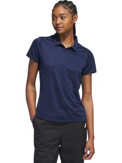 adidas Womens Solid Performance Short Sleeve Polo Shirt - Collegiate Navy
