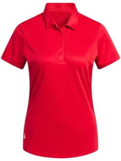 adidas Womens Solid Performance Short Sleeve Polo Shirt - Collegiate Red