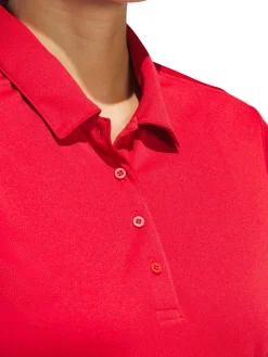 adidas Womens Solid Performance Short Sleeve Polo Shirt - Collegiate Red