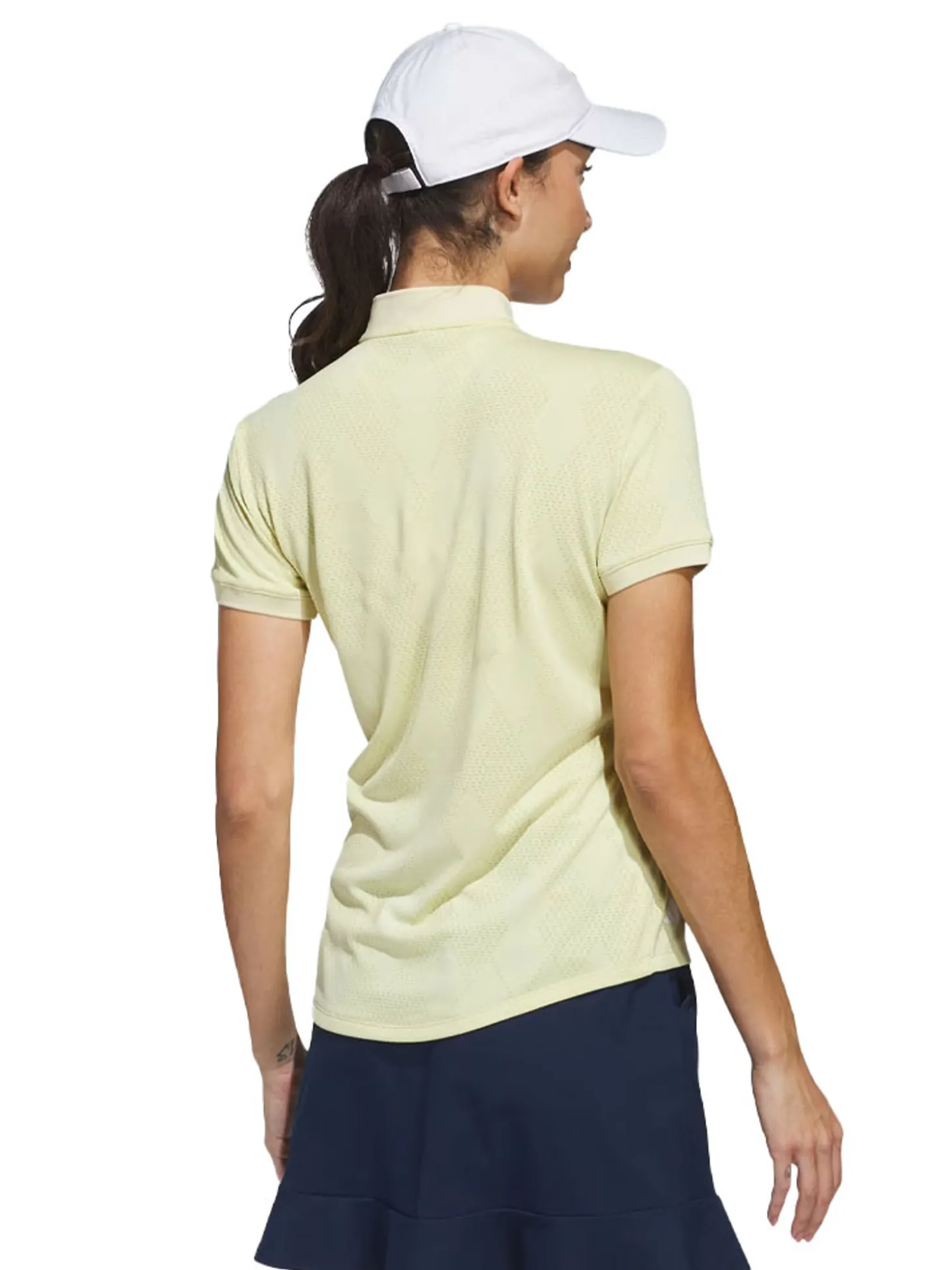 adidas Womens Ultimate365 Diamond Jacquard Polo Shirt - Powder Yellow