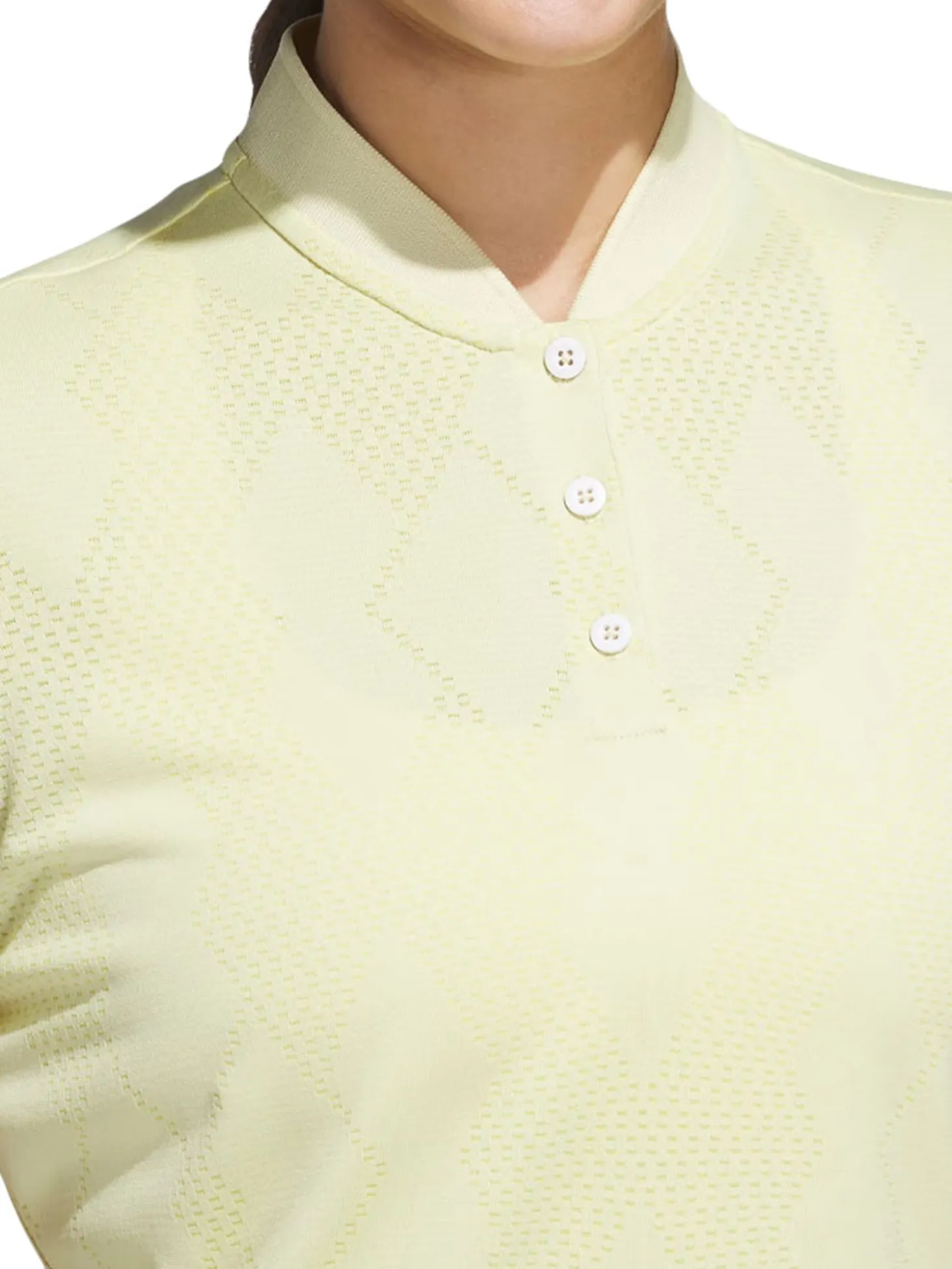 adidas Womens Ultimate365 Diamond Jacquard Polo Shirt - Powder Yellow