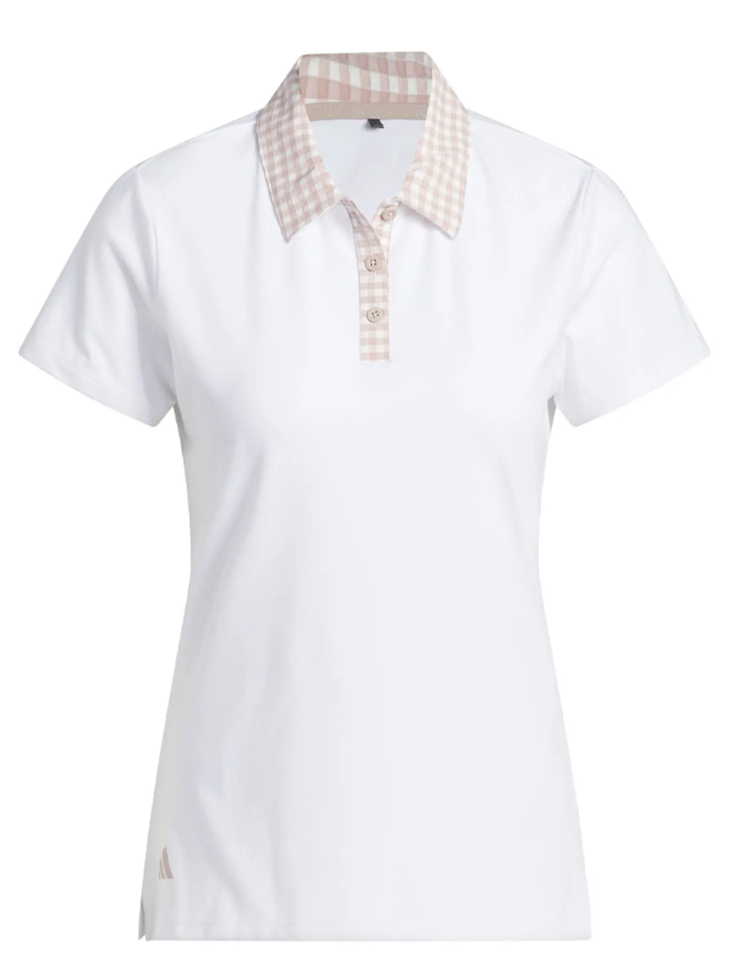 adidas Womens Ultimate365 Gingham Short Sleeve Polo Shirt - White