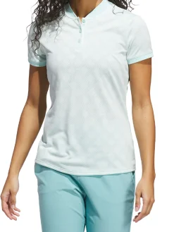 adidas Womens Ultimate365 Jacquard Short Sleeve Polo Shirt - Semi Flash Aqua