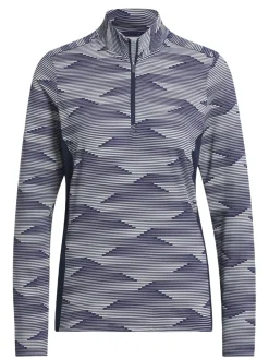 adidas Womens Ultimate365 Printed Quarter-Zip Mock - Collegiate Navy