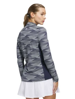 adidas Womens Ultimate365 Printed Quarter-Zip Mock - Collegiate Navy