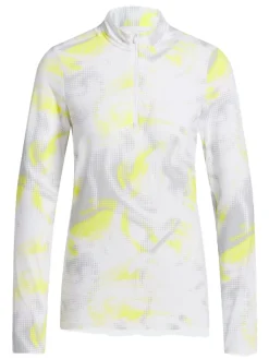 adidas Womens Ultimate365 Printed Quarter-Zip Mock - White