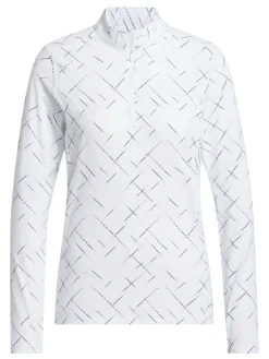adidas Womens Ultimate365 Printed Quarter-Zip Mock Neck Top - White