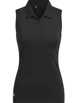 adidas Womens Ultimate365 Solid Sleeveless Polo Shirt - Black
