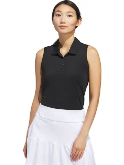adidas Womens Ultimate365 Solid Sleeveless Polo Shirt - Black