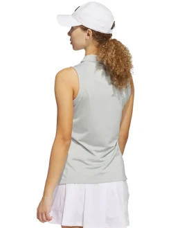 adidas Womens Ultimate365 Solid Sleeveless Polo Shirt - Wonder Silver