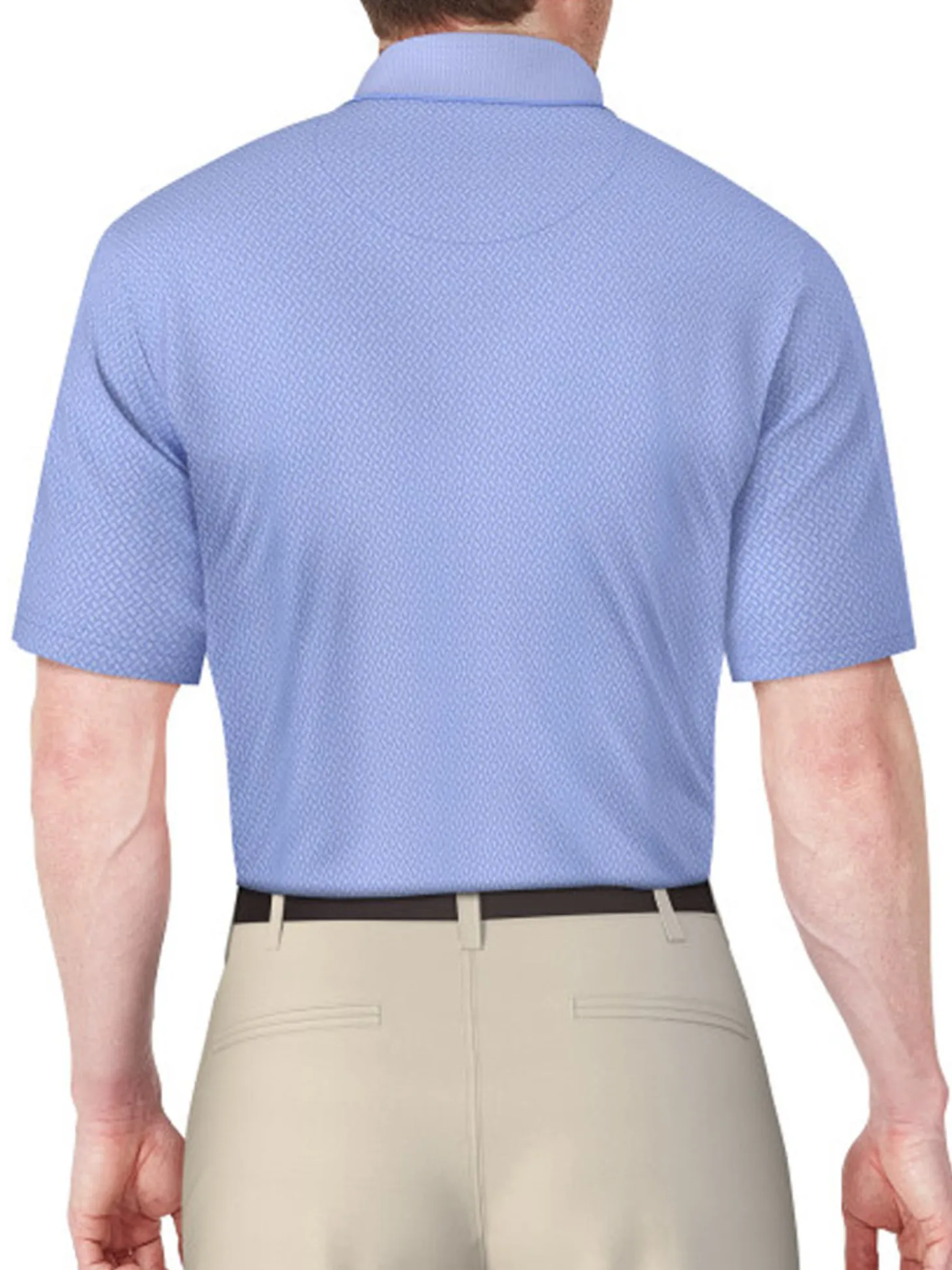 Ben Hogan 2 Tone Micro Geo Jacquard Polo - Cornflower Blue