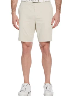 Ben Hogan Active Waistband Flat Front 9-Inch Golf Short - Silver Lining