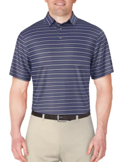 Ben Hogan Birdseye Printed Stripe Polo Shirt - Peacoat
