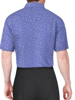 Ben Hogan Heather Golf Club Print Polo Shirt - Cornflower Blue