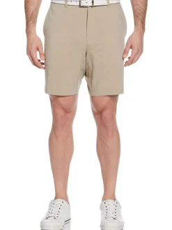 Ben Hogan Performance Flat Front 8-Inch Golf Short - Khaki Heather