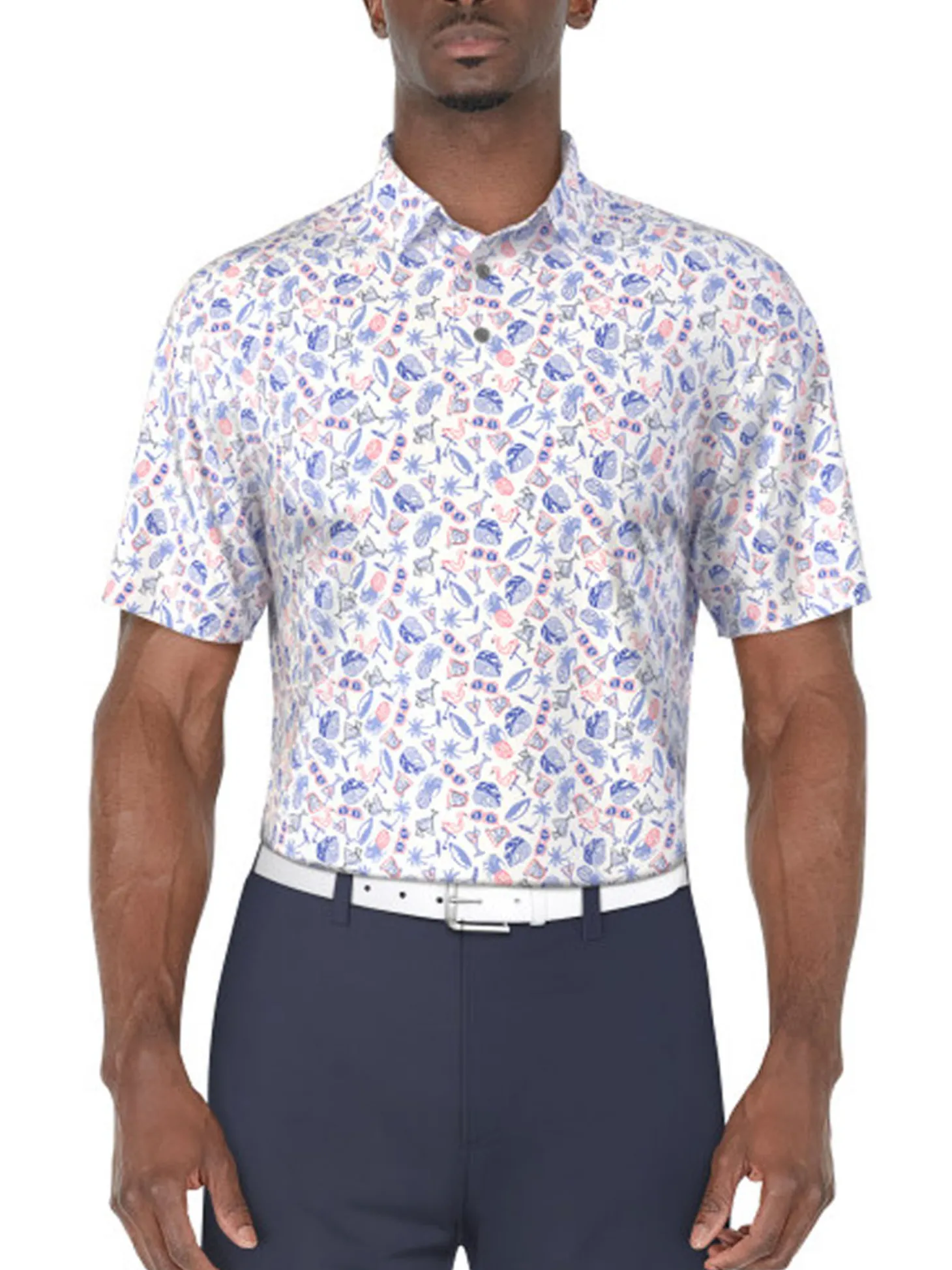 Ben Hogan Springtime Printed Polo Shirt - Bright White