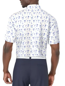Ben Hogan Tropical Golf Print Polo Shirt - Bright White