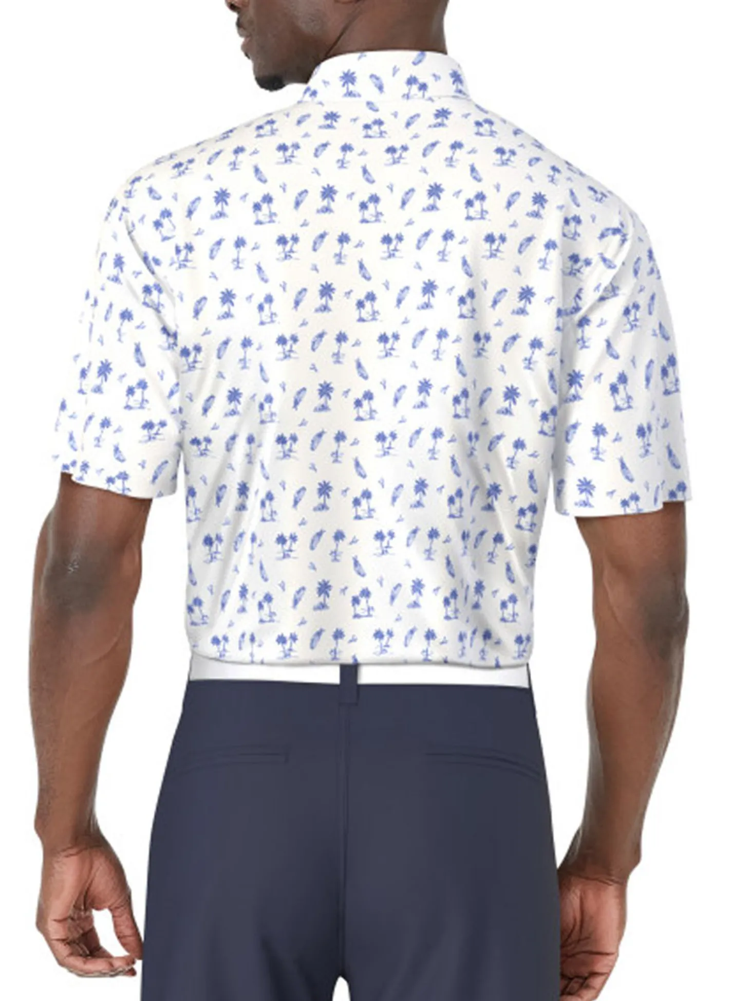 Ben Hogan Tropical Golf Print Polo Shirt - Bright White