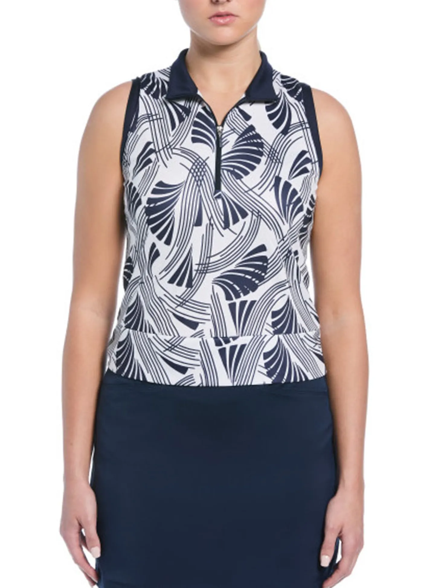 Ben Hogan Women's Leaf Print Sleeveless Top - Bright White