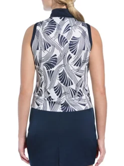 Ben Hogan Women's Leaf Print Sleeveless Top - Bright White