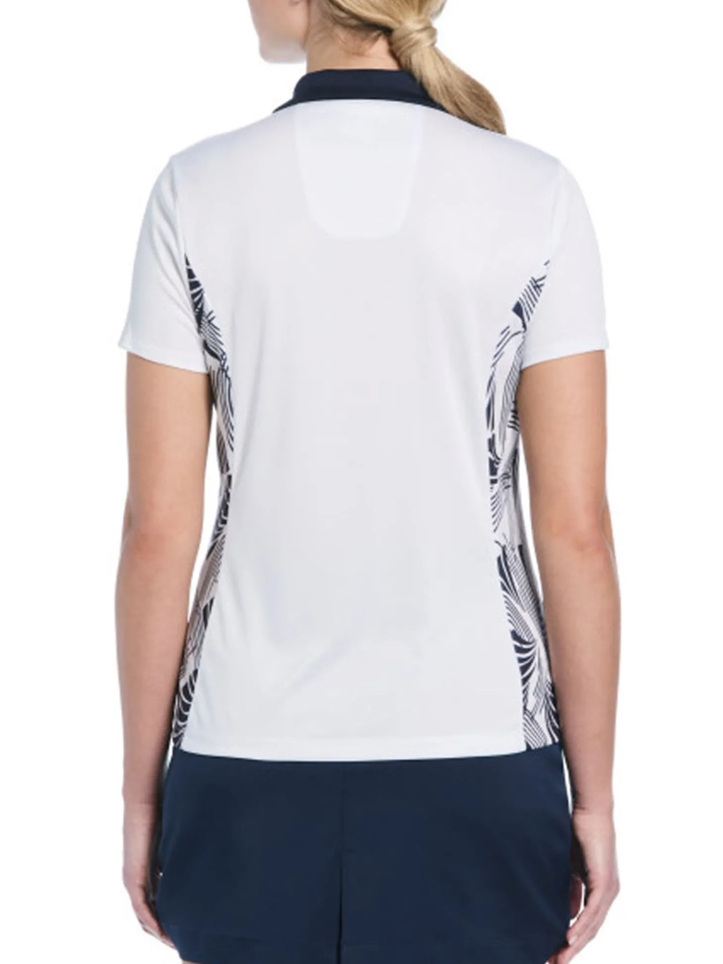 Ben Hogan Women's Leaf Print Blocked Polo - Bright White