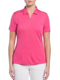 Ben Hogan Women's Solid Ventilation Polo - Fuchsia Purple