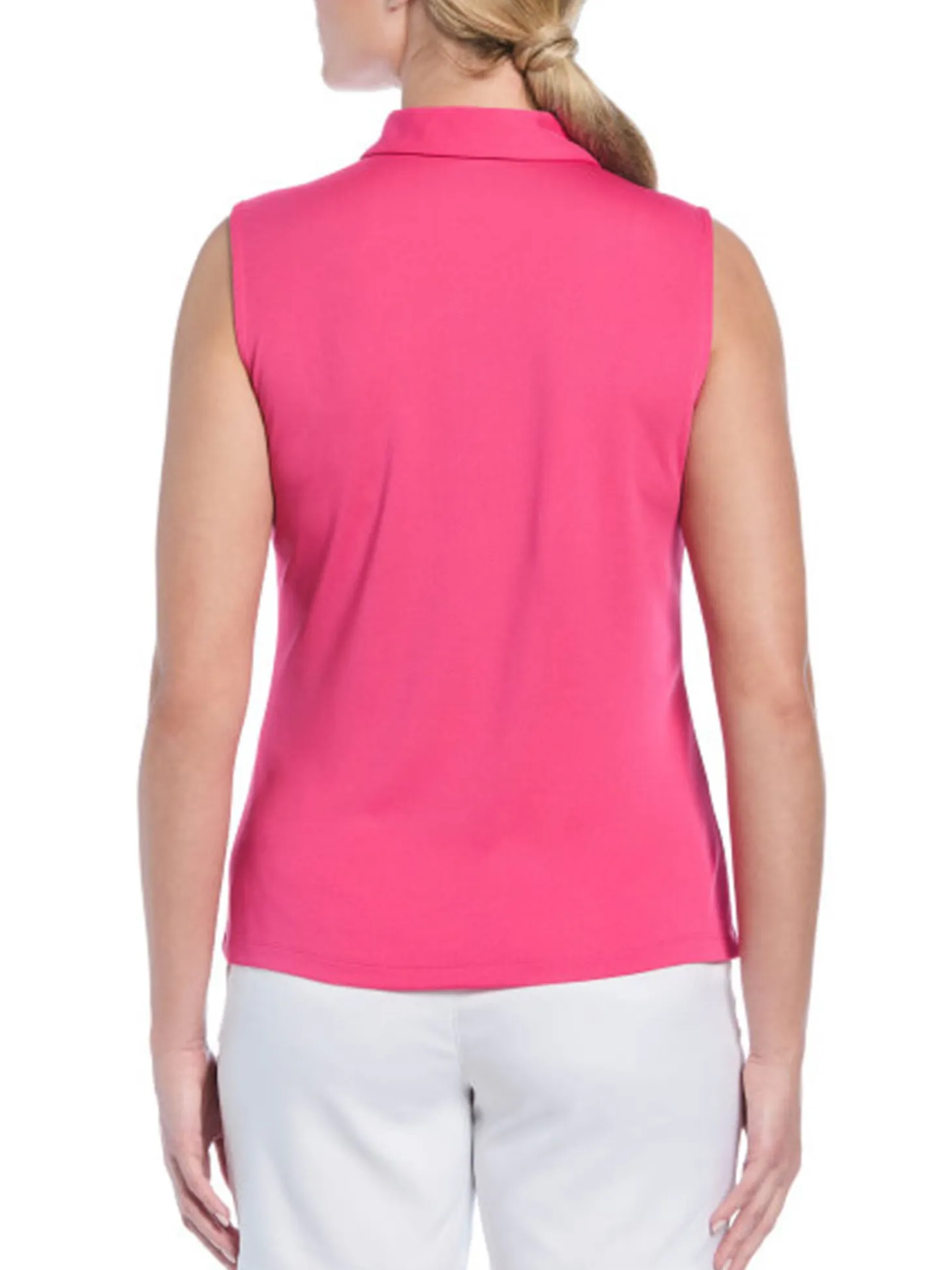 Ben Hogan Women's Solid Ventilation Sleeveless Polo - Fuchsia Purple