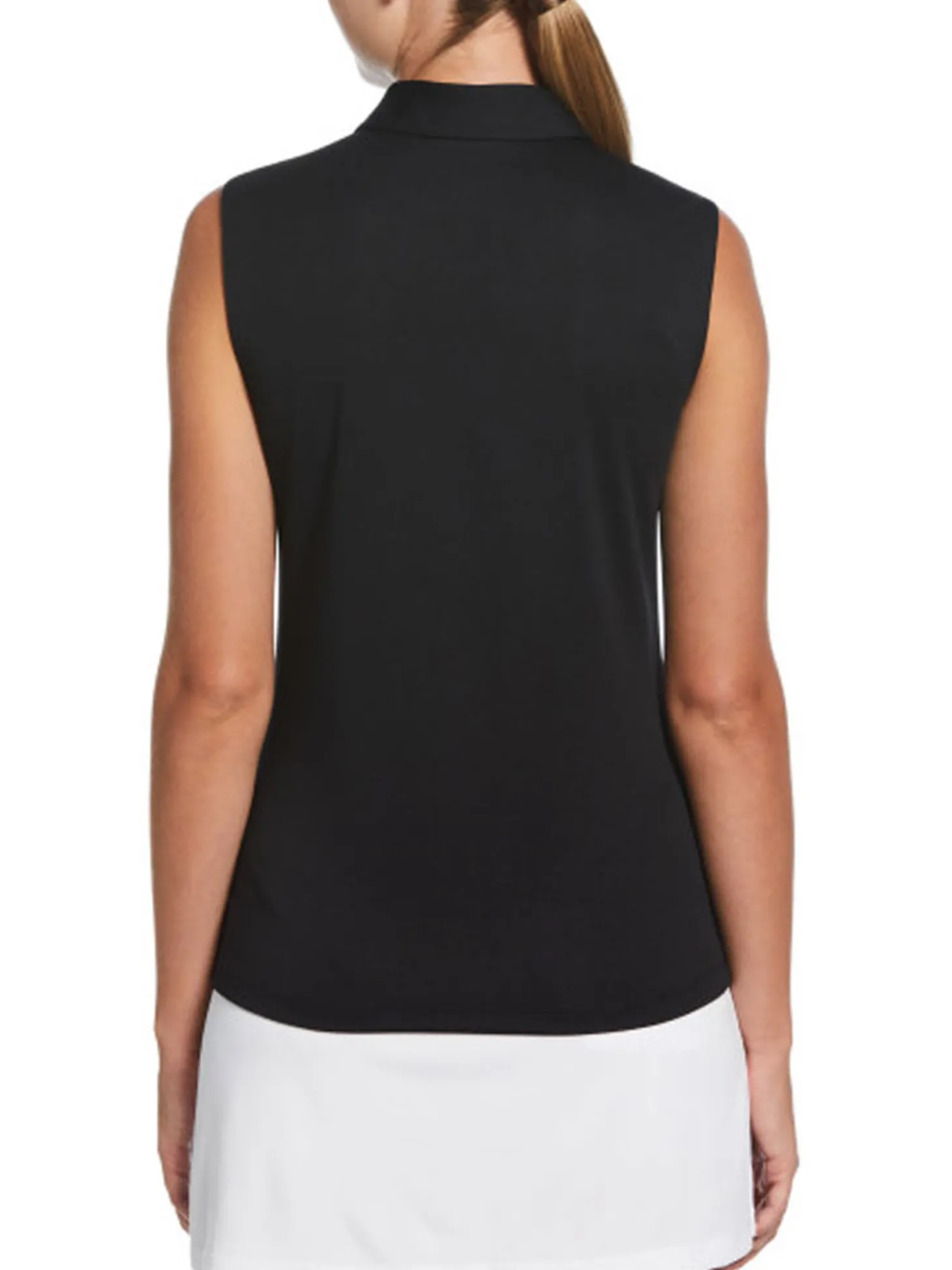 Ben Hogan Women's Solid Ventilation Sleeveless Polo - Caviar