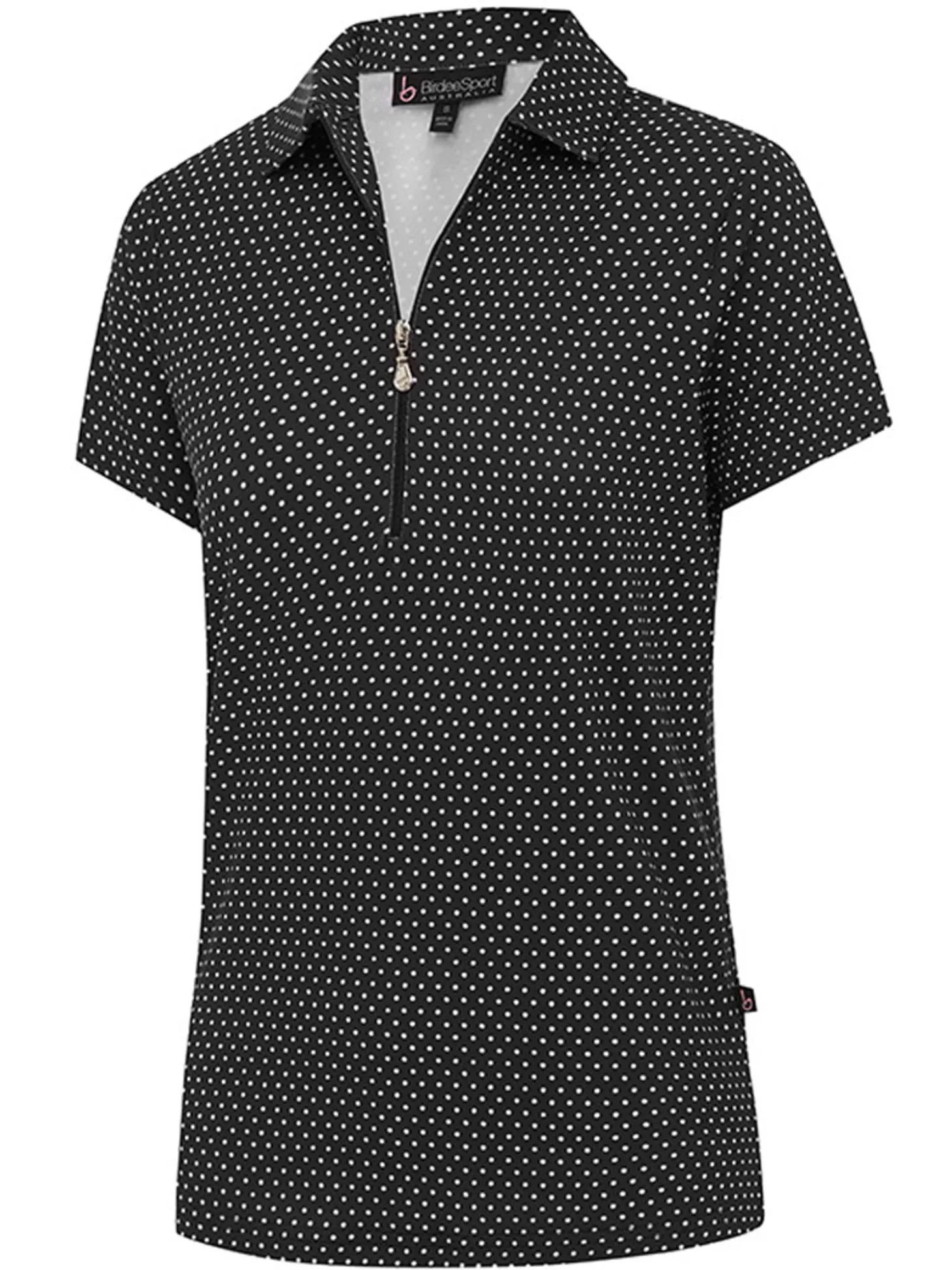 Birdee Sport Women's Cosmic Zipper Short Sleeve Top - White/Black