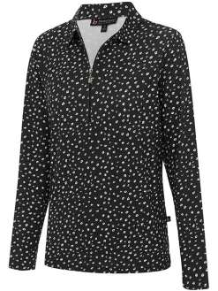 Birdee Sport Women's Poppy Zipper Long Sleeve Top - Black