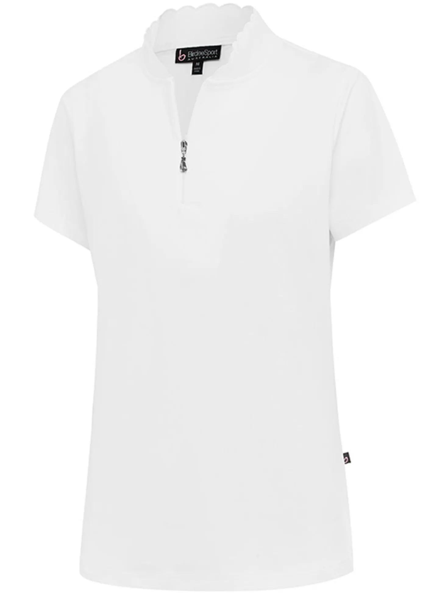 Birdee Sport Women's Seashell Zipper Short Sleeve Top - White