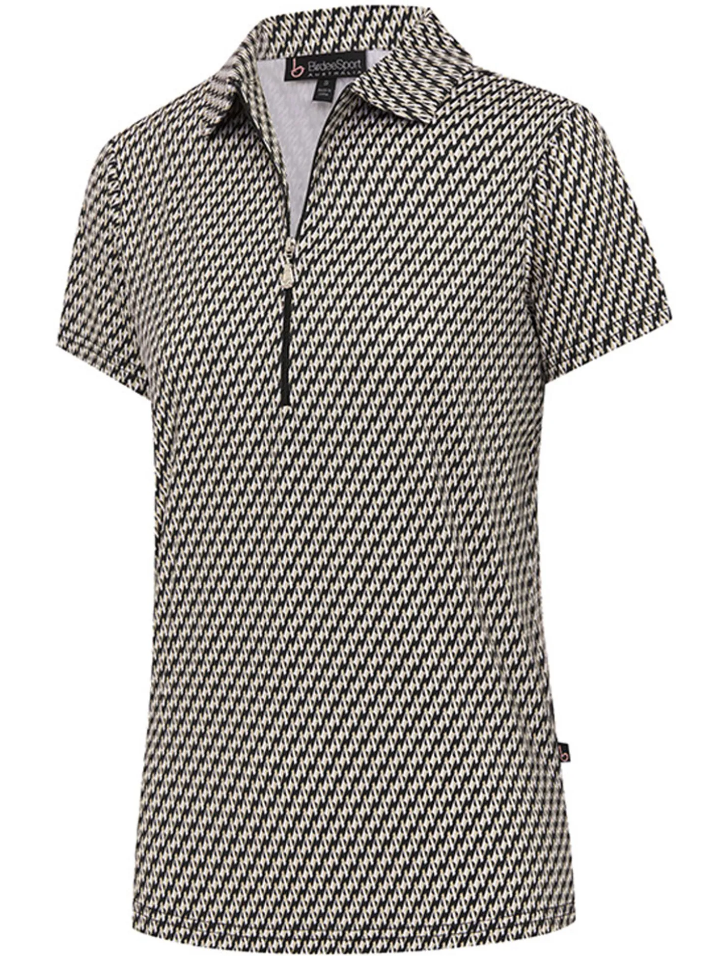 Birdee Sport Women's Solitaire Zipper Short Sleeve Top - Black