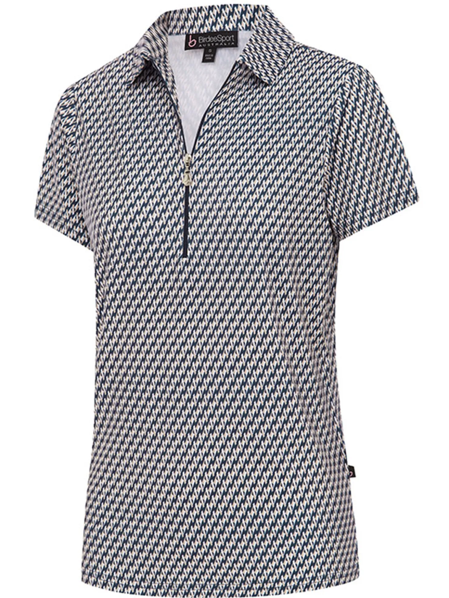 Birdee Sport Women's Solitaire Zipper Short Sleeve Top - Navy