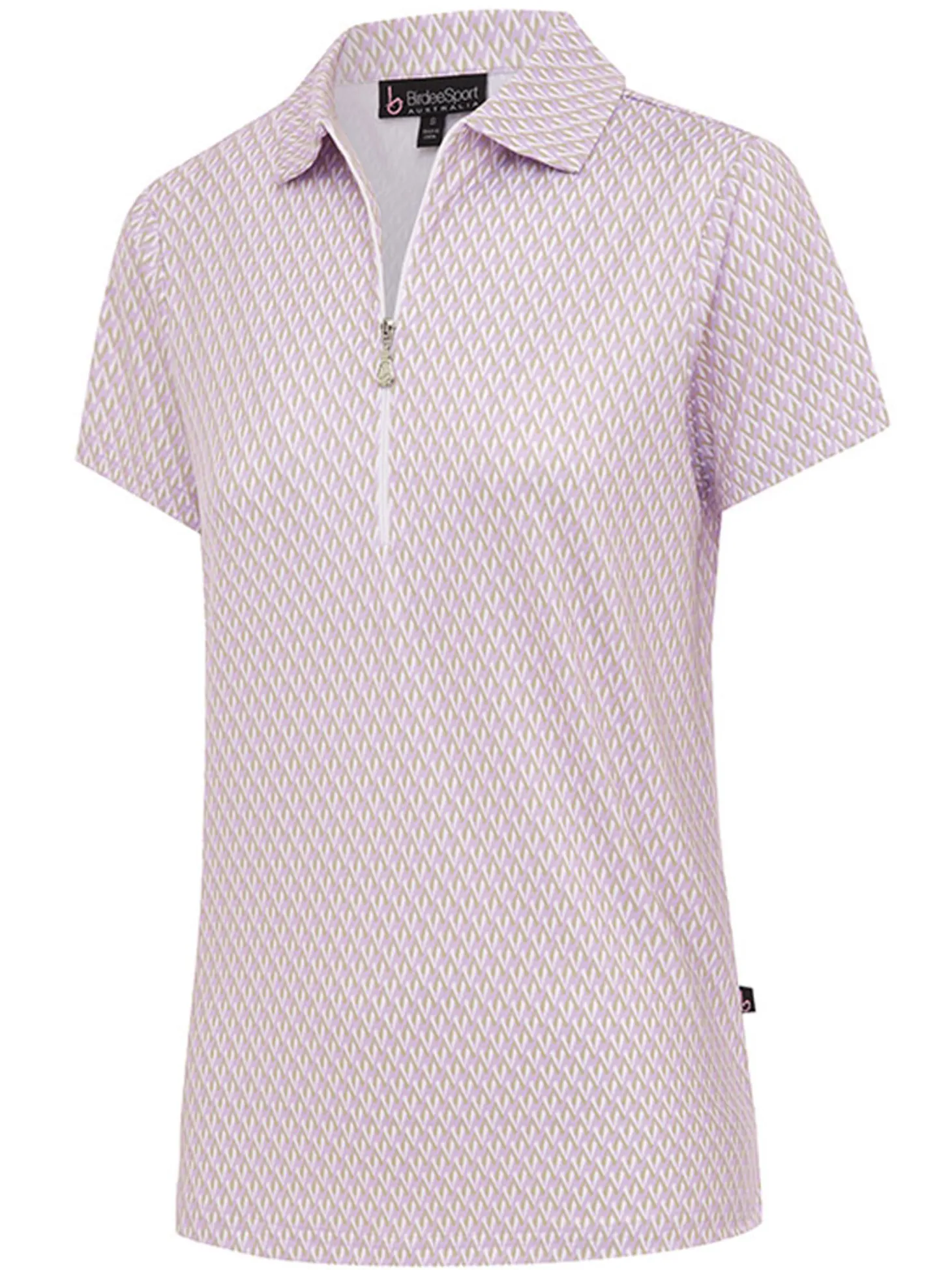Birdee Sport Women's Solitaire Zipper Short Sleeve Top - Lilac
