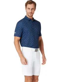 Callaway All Over Large Chev Print Polo - Peacoat