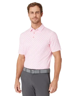 Callaway Twill Print Polo - Strawberry Pink