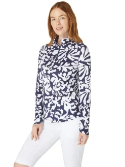 Callaway Women's Abstract Floral Sun Protection Top - Peacoat