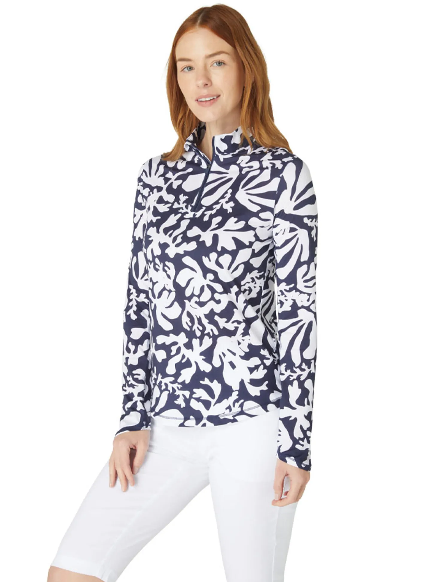 Callaway Women's Abstract Floral Sun Protection Top - Peacoat