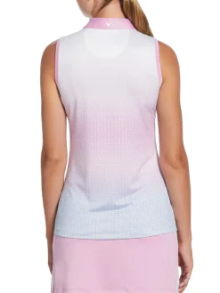Callaway Women's Chev Gradient Sleeveless Polo - Brilliant White