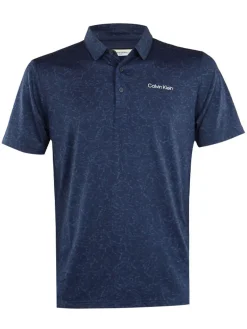 Calvin Klein Abstract Watercolour Printed Polo Shirt - Navy