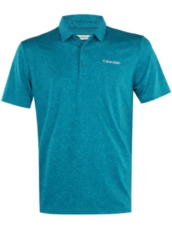 Calvin Klein Abstract Watercolour Printed Polo Shirt - Sea Green