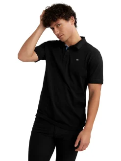 Calvin Klein Cotton Blend Quad Polo - Black