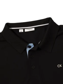 Calvin Klein Cotton Blend Quad Polo - Black