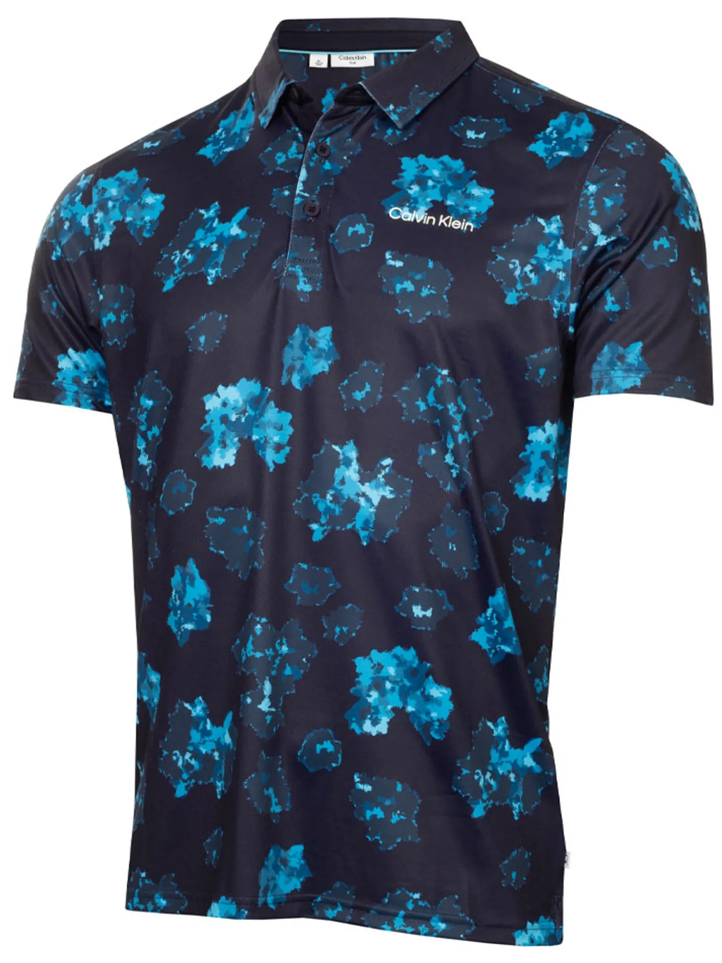 Calvin Klein Cyber Floral Print Polo Shirt - Navy